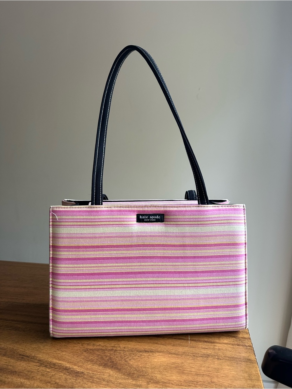 Vintage Kate Spade Pink Stripe Tote Bag